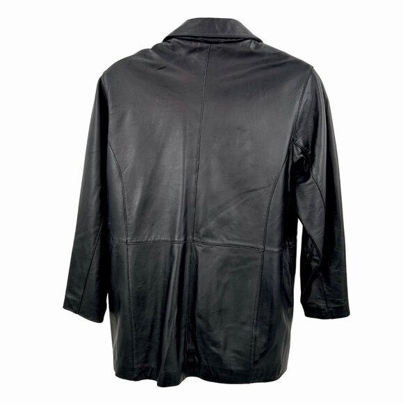 COLDWATER CREEK BLACK LEATHER 3/4 LENGTH ZIP UP JACKET - 2X - SO SOFT!! - Picture 3 of 4